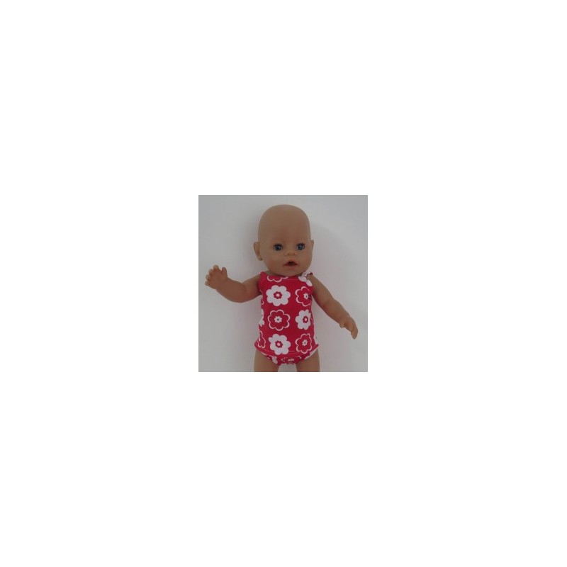 lux ondergoed rood met bloemen setje baby born 43cm