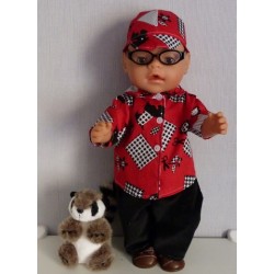 blouse setje rood hond baby born 43cm