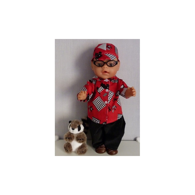 blouse setje rood hond baby born 43cm