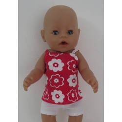 boxershort setje rood bloemen baby born 43cm