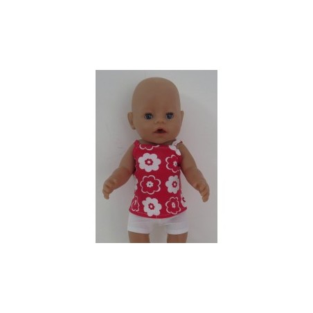 boxershort setje rood bloemen baby born 43cm