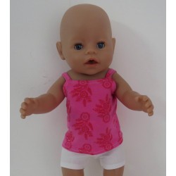 boxershort setje hard roze  bloemen baby born 43cm
