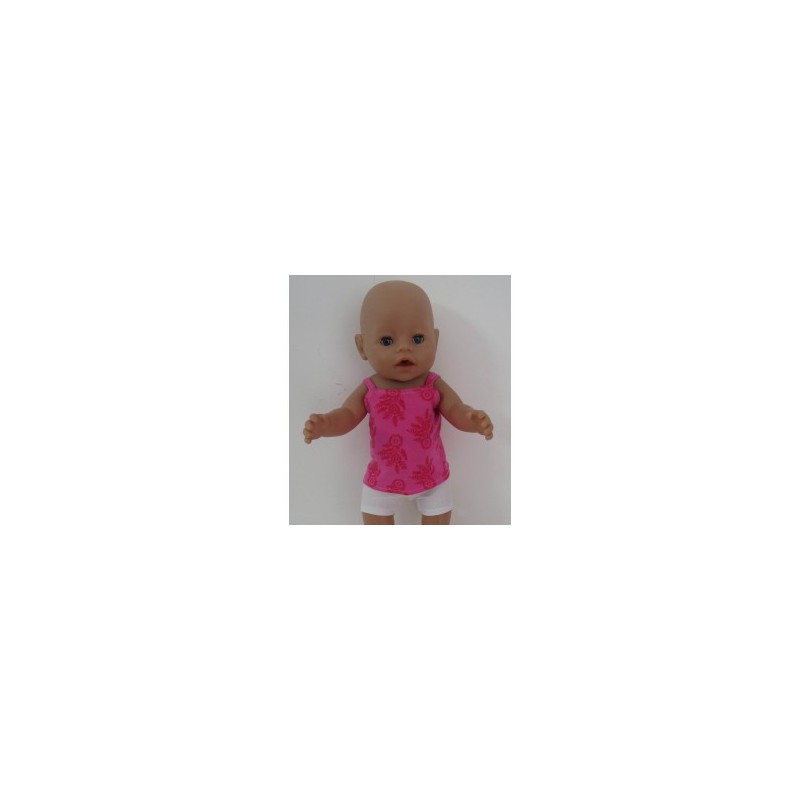 boxershort setje hard roze  bloemen baby born 43cm