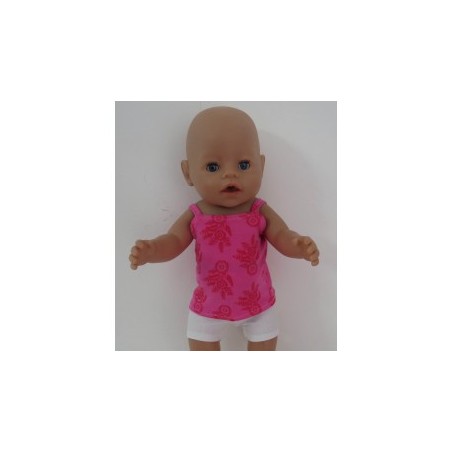 boxershort setje hard roze  bloemen baby born 43cm