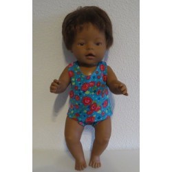 ondergoed setje blauw bloemen roze baby born 43cm