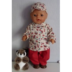 blouse setje bruin paddestoelen baby born 43cm