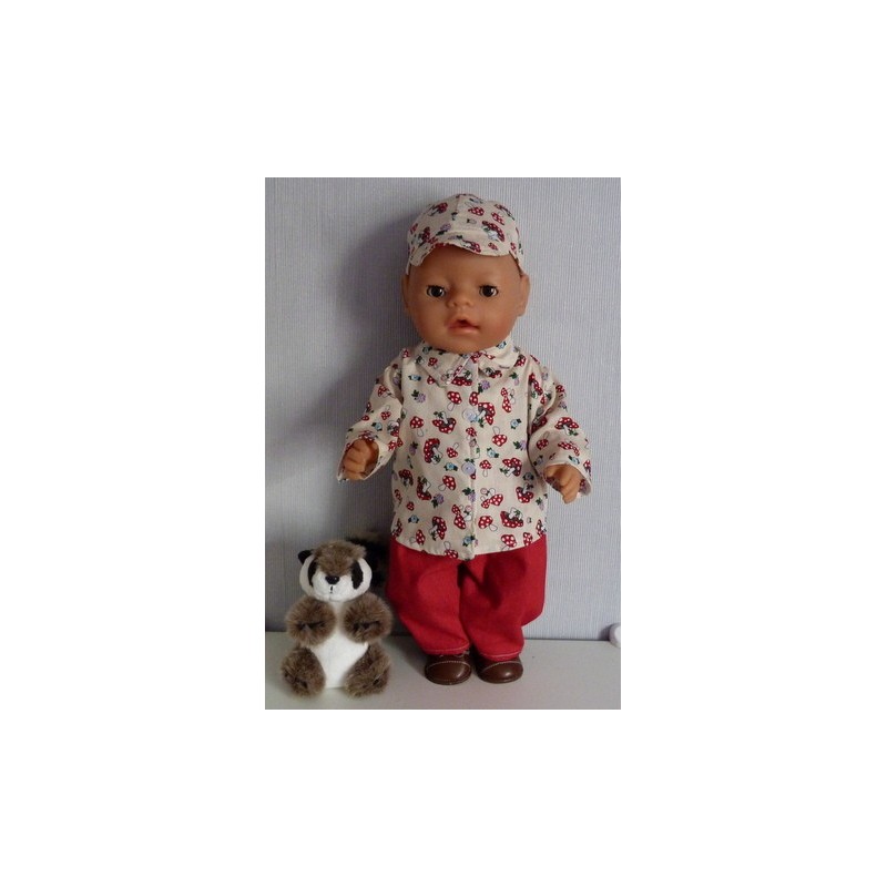 blouse setje bruin paddestoelen baby born 43cm