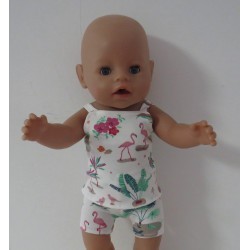 boxershort setje flamingo's  baby born 43cm