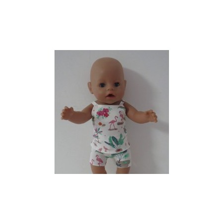 boxershort setje flamingo's  baby born 43cm