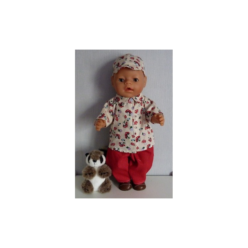 blouse setje bruin paddestoelen baby born 43cm