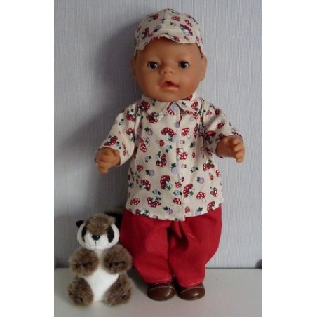 blouse setje bruin paddestoelen baby born 43cm