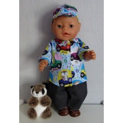 blouse setje auto's blauw baby born 43cm
