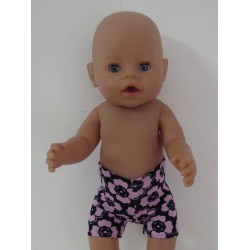 boxershort zwart met bloemen roze baby born 43cm