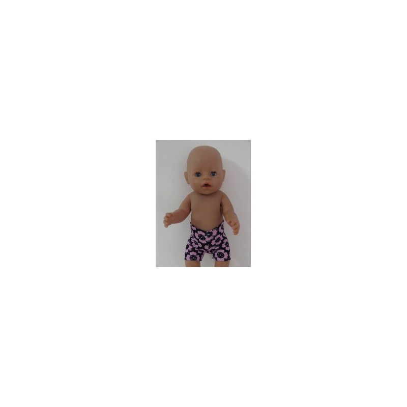 boxershort zwart met bloemen roze baby born 43cm