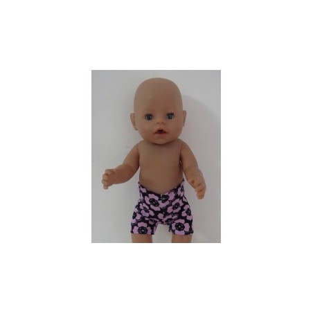 boxershort zwart met bloemen roze baby born 43cm