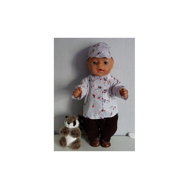 blouse setje auto's grijs baby born 43cm