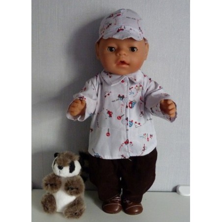 blouse setje auto's grijs baby born 43cm