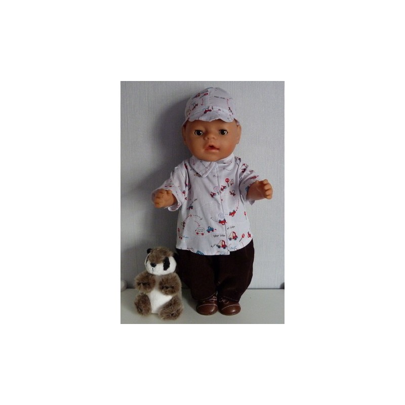blouse setje auto's grijs baby born 43cm