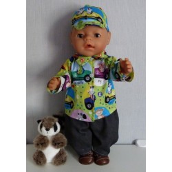 blouse setje auto's groen baby born 43cm