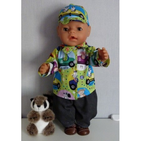 blouse setje auto's groen baby born 43cm