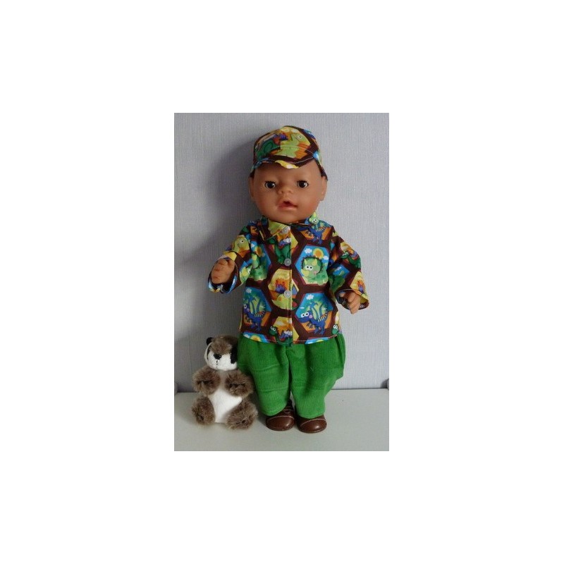 blouse setje dino's bruin baby born 43cm