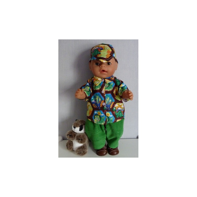 blouse setje dino's bruin baby born 43cm