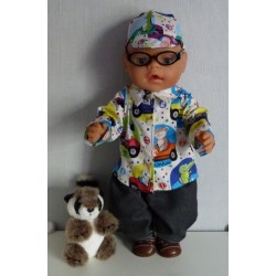 blouse setje auto's wit baby born 43cm
