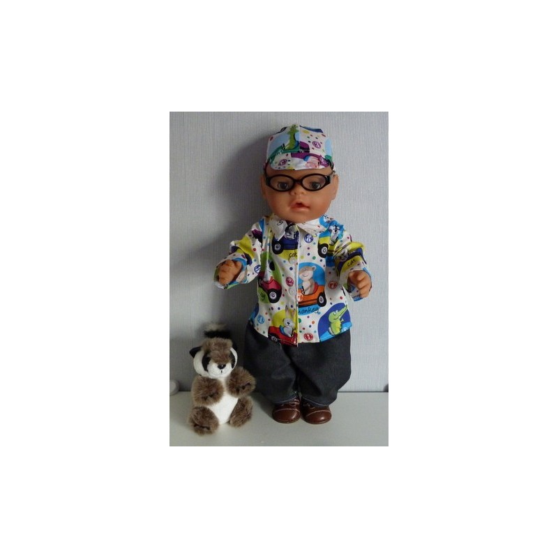 blouse setje auto's wit baby born 43cm