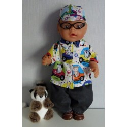 blouse setje auto's wit baby born 43cm