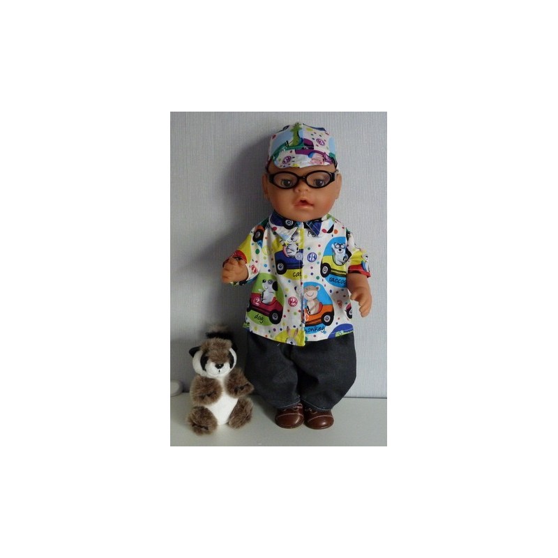 blouse setje auto's wit baby born 43cm