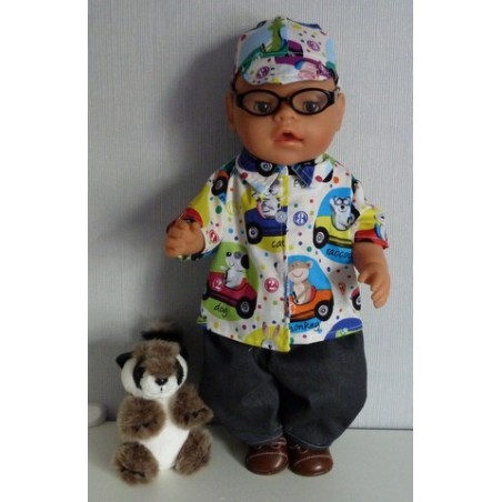 blouse setje auto's wit baby born 43cm
