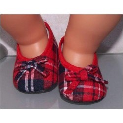 ballerina's rood geruit baby born 43cm