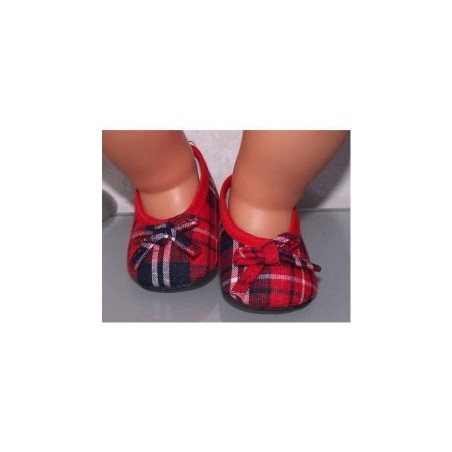 ballerina's rood geruit baby born 43cm