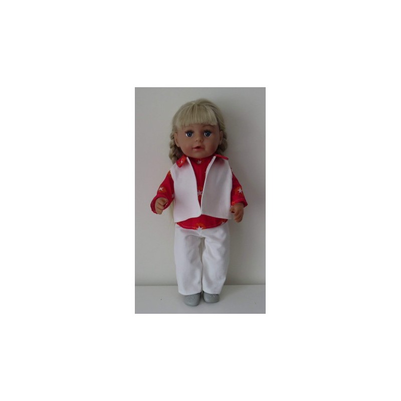 jeans broek setje rood sterren baby born 43cm