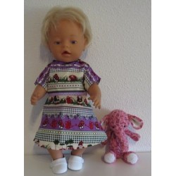 jurk paars gestreept kabouters baby born 43cm