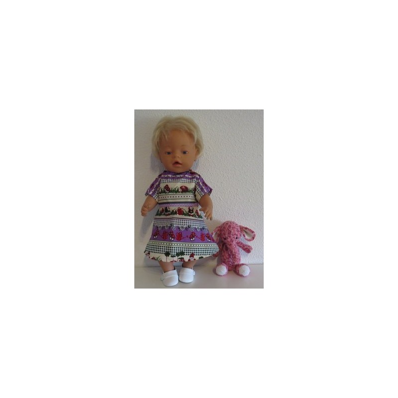 jurk paars gestreept kabouters baby born 43cm