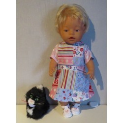 jurk lila geblokt baby born 43cm