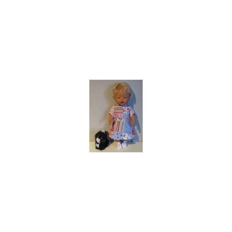 jurk lila geblokt baby born 43cm