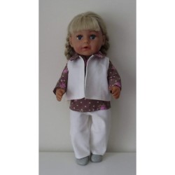 jeans broek setje bruin roosjes baby born 43cm