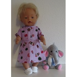 jurk lila stippen met kabouters baby born 43cm