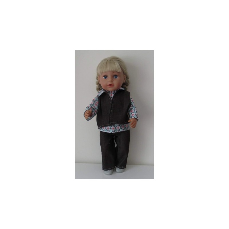 jeans broek setje gebloemd baby born 43cm