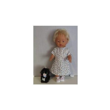 jurk met blauwe bloemetjes  baby born 43cm