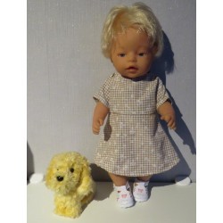 jurk bruin geruit met bloemen baby born 43cm