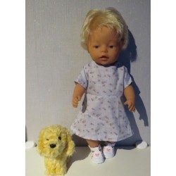 jurk grijs roosjes  baby born 43cm
