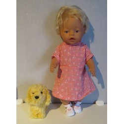 jurk oranje geruit met bloemen baby born 43cm