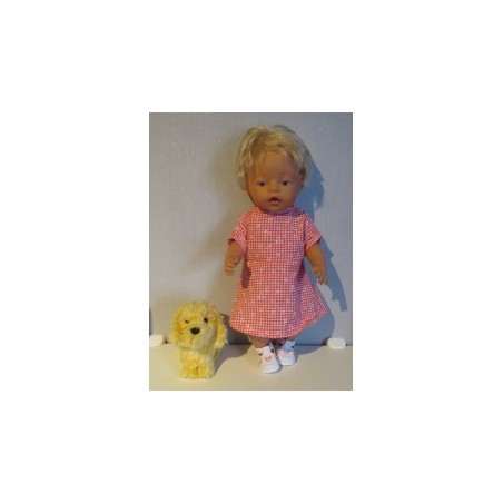 jurk oranje geruit met bloemen baby born 43cm