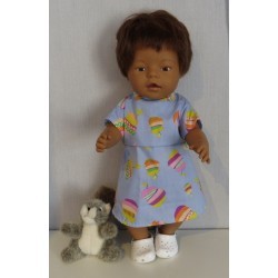 jurk blauw met appels baby born 43cm