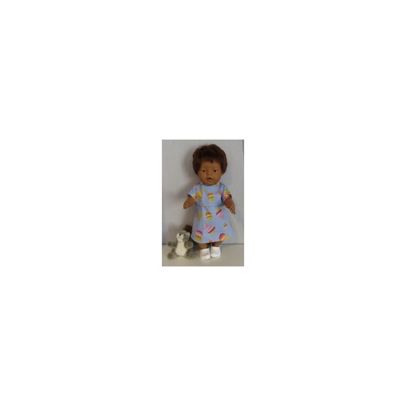 jurk blauw met appels baby born 43cm