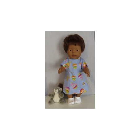 jurk blauw met appels baby born 43cm