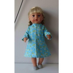 jurk blauw bloemen baby born 43cm